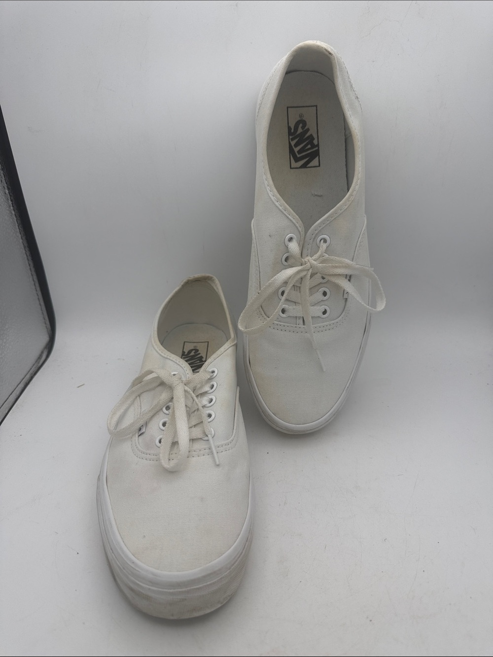Vans Authentic True White Canvas Low Top Sneakers • Size 10.5 • Staining